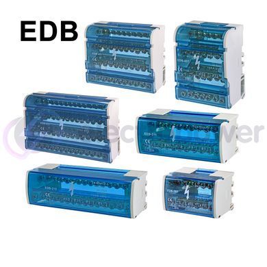 Распределительный клеммный блок EDB-215 500V 2Px15 синий на DIN-рейку 125А