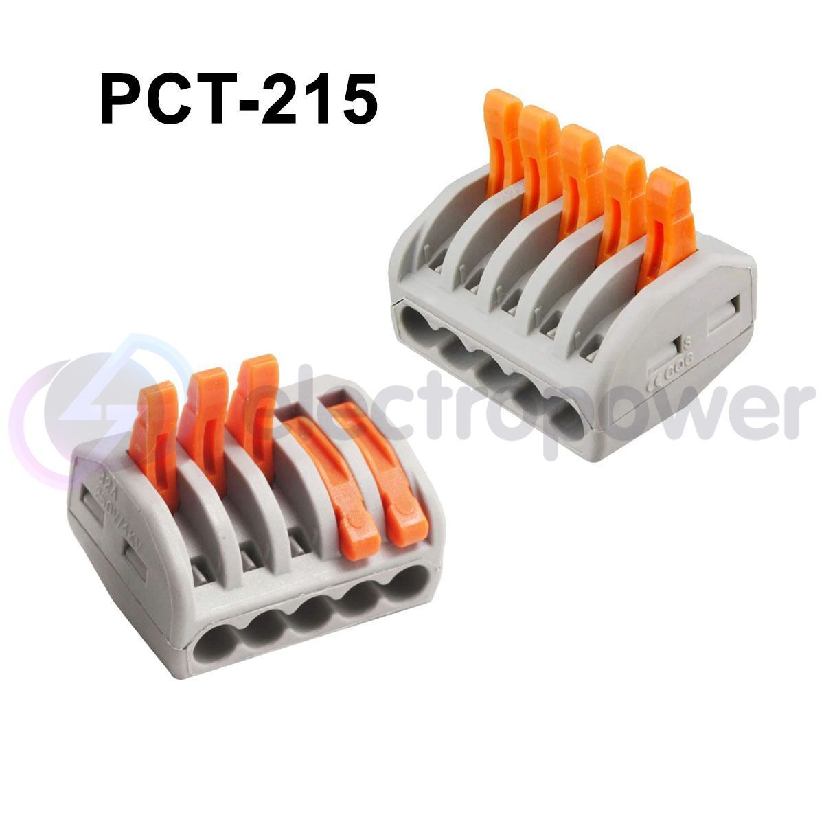 Клемма быстрого монтажа PCT-215, 5 pin, 32А 250V, 0.08-2.5 (4.0) мм² ...