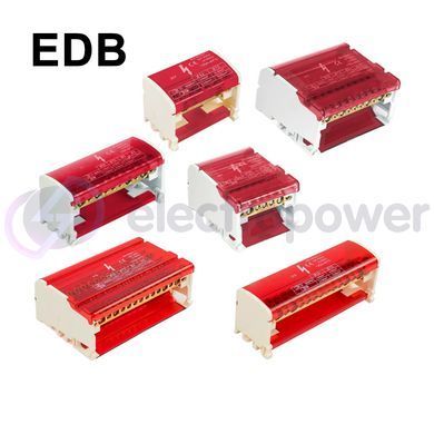 Распределительный клеммный блок EDB-207 500V 2Px7 красный на DIN-рейку 125А