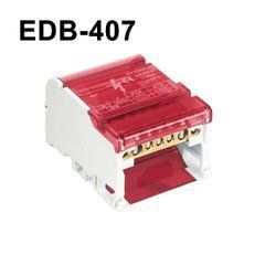 Розподільчий клемний блок EDB-407 500V 4Px7 червоний на DIN-рейку 125А