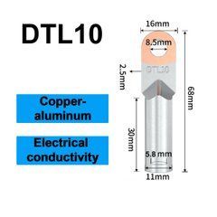 Кабельний накінечник DTL-10 мідно-алюмінієвий 10мм&sup2; неізольований для обтиску проводів