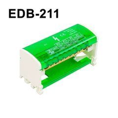 Розподільчий клемний блок EDB-211 500V 2Px11 зелений на DIN-рейку 125А