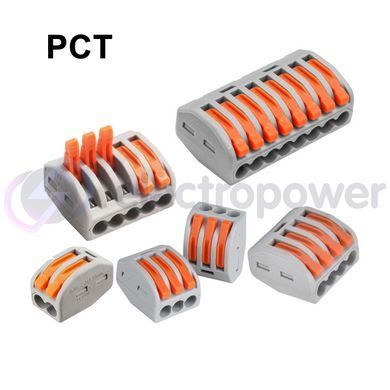 Клемма быстрого монтажа PCT-212, 2 pin, 32А 250V, 0.08-2.5 (4.0) мм&sup2;, аналог WAGO 222-412